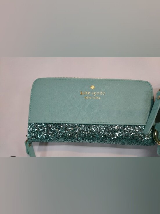 kate spade Handbags - Kate Spade-Greta Court Glitter Neda Zip Around Wallet (Blue/Teal) 🩵💚